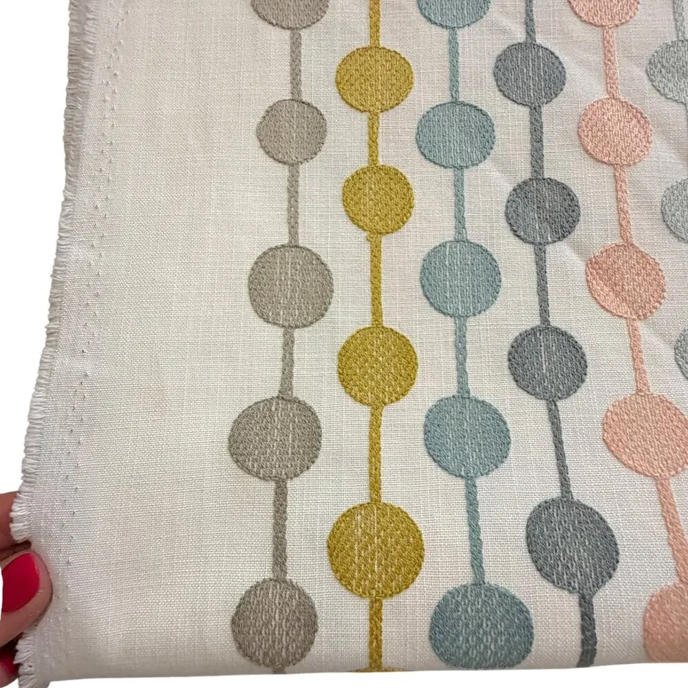 Scion Taimi Embroidered Fabric Piece 2 1/4 Yd Retro Mid Century Geometric Dot